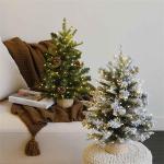Weihnachtsbaum, Künstlicher Weihnachtsbaum mit grau-goldene Zweige, Mini Kleiner weihnachtsbäume Geschmückt künstlich Tisch Tannenbaum Geschmückter Christmas Tree Christbaum W