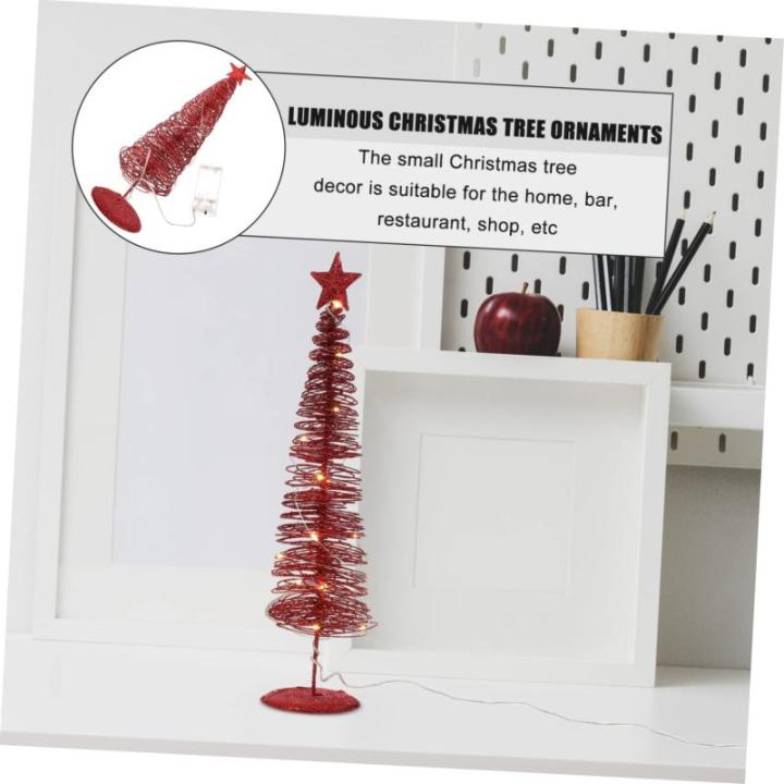 1stk Leuchtender Weihnachtsbaum Beleuchtete Birke Künstliches Baumlicht Künstlicher Gefälschter Weihnachtsbaum Bleistiftbaum Beleuchten Desktop-Weihnachtsbaum Schmiedeeisen Rot
