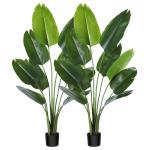 Künstliche Paradiesvogel Pflanze 150cm künstliche Tropische Palme mit 10 Blättern perfekte künstliche Pflanzen im Topf für drinnen und draußen Haus Büro Garten Moderne Dekor