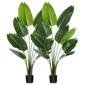 Künstliche Paradiesvogel Pflanze 150cm künstliche Tropische Palme mit 10 Blättern perfekte künstliche Pflanzen im Topf für drinnen und draußen Haus Büro Garten Moderne Dekor