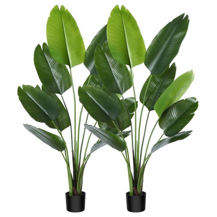 Künstliche Paradiesvogel Pflanze 150cm künstliche Tropische Palme mit 10 Blättern perfekte künstliche Pflanzen im Topf für drinnen und draußen Haus Büro Garten Moderne Dekor