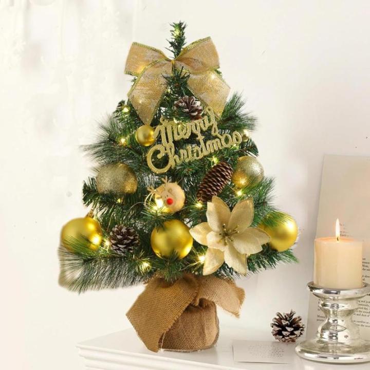 Kleiner Weihnachtsbaum mit Beleuchtung Mini Weihnachtsbaum Klein Geschmückt LED Tisch Tannenbaum Künstlich Klein mit Lichterkette Weihnachtsbäume mit Weihnachtsdeko DIY Tischdek