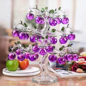 Glaskristal-appelboom met 36 ​​18, 12 stuks appels voor het knutselen van kerstboomornamenten om in te wijden, blauw, 12 hangt, 30 mm appel