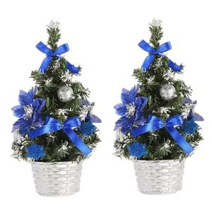 2 Stück Mini-Weihnachtsbaum, Blau, Künstlicher Kleiner Weihnachtsbaum, Tisch-Schreibtisch-Dekoration, Kleiner Weihnachtsbaum, Mini-Weihnachtsbaum, Weihnachtsdekoration