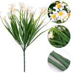 4 bundels kunstmatige madeliefjes, bloemen, vervaagt niet van kunststof, UV-bestendige nepbloemen, imitatiebloemen voor tuin, faux madeliefjes wilde bloemen voor plantenbak, verand