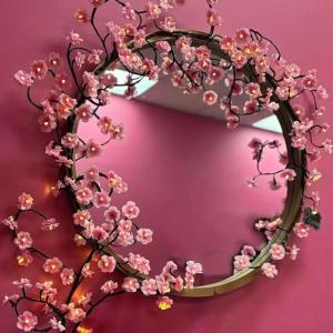 Rosa Bonsai-Baum-Licht, LED-Kunstblumen-Bonsai-Baum | Blumenlampe mit Timerfunktion | Blumenlichter mit Fernbedienung, Dimm- und Timerfunktion für Schreibtisch, Fensterbank,