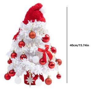 Mini Weihnachtsbaum 40CM Klein Tannenbaum mit Beleuchtung, Tischdeko Christbaum mit LED Lichterkette und Weihnachtskugel, Künstliche Weihnachtsbäume Geschmückt für Weihnachten 