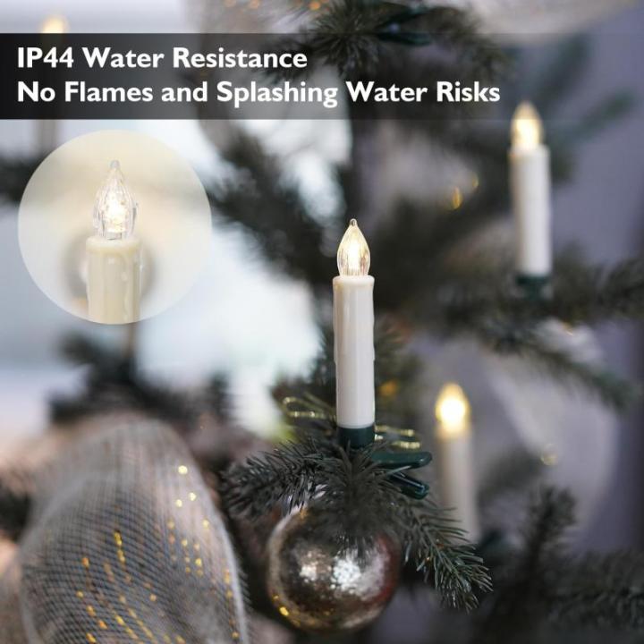 10,5 cm Set van 20 Vlamloze LED Clip Taper Kaarsen met Afstandsbediening voor Kerstboom, Batterij Aangedreven Plastic Mini Clip-On Kaarsen met Timer Wax Druppelen Ontwerp, Indoor e