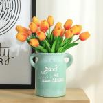 10 stuks PU Real Touch Latex Kunstmatige tulpen neptulpen bloemen boeketten bloemenarrangement voor huis kamer bruiloftsboeket middenstuk, oranje