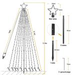 Kerstverlichting met ring en sterren, 10 slingers van 2,1 m, 450 leds, kerstboomlichtketting voor buiten, met afstandsbediening, 8 modi, dimbaar, warmwit, voor gazon en tuin