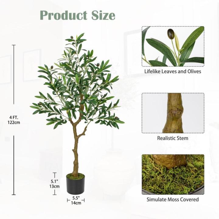 120 cm, olijfboom, kunstplant, grote , nep plastic planten in pot, kunstboom, als echt voor woondecoratie, kamerdecoratie, slaapkamerdecoratie