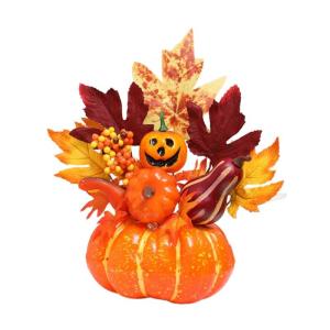 Halloween-Kürbisse, Ornament, Esstisch-Mittelstück, Kunstwerk, Erntedankfest, Herbsternte-Dekor für die Herbstparty im Bauernhaus, Style G