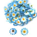 Kunstmadeliefjes, 100 stuks, kleine madeliefjes, decoratie, madeliefjes, , realistische kleuren, herbruikbaar, ideaal voor bruiloftsfeesten en knutselwerk (wit-blauw)