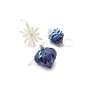 Set van 29 - kerstversiering blauw zilver wit om op te hangen - kunststof kerstboomversiering