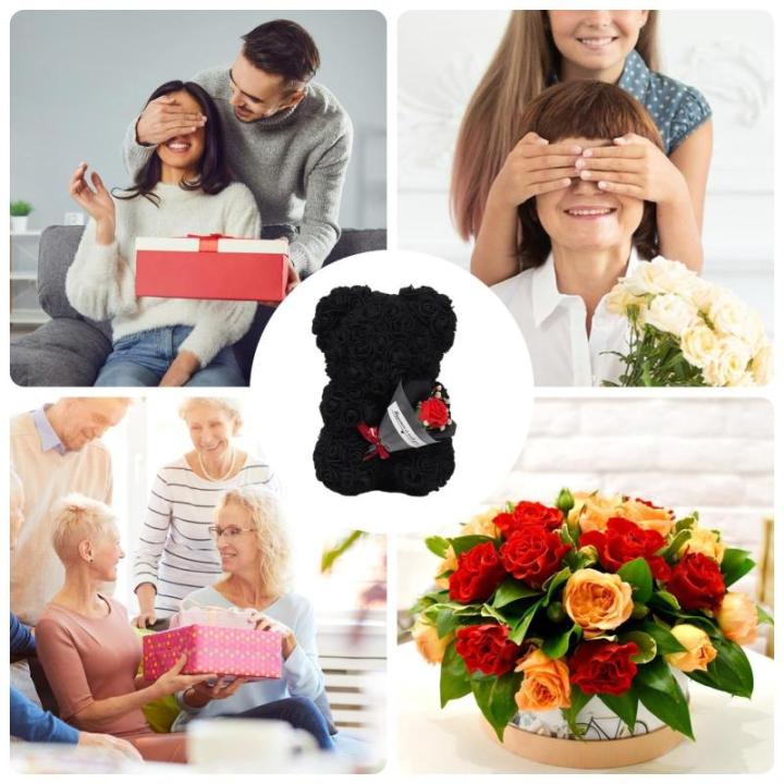 Valentijnsdag rozenbeer cadeau voor haar rozenbeer schattige teddybeer, kunstrozenbeer met rozenboeket, romantische rozen teddybeer cadeau voor Kerstmis