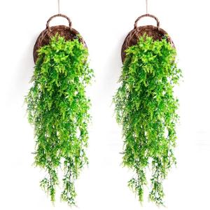 2 stuks plastic planten, buiten, hangende planten, kunstmatige hangplanten, voor binnen, geschikt voor muur, huis, kamer, tuin, binnen, buitendecoratie in alle seizoenen