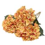 Künstliche Hortensien aus Seide, realistische Hortensien, Blumenstrauß für Hochzeit, Party, Büro, Heimdekoration, 6 Stück, gebranntes Orange
