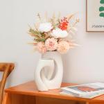 Kunstbloem zijden hortensia bloemstukken, witte bloem faux planten boeketten voor bruiloft decoraties, plastic bloemen tafel centerpieces voor thuis, tuin, kantoor decor (1, wit)