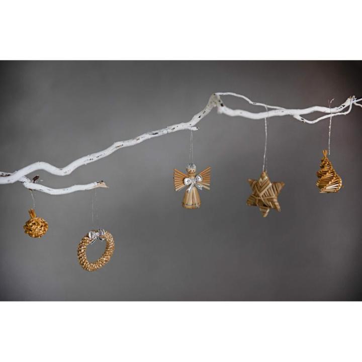 Kerstboom sieraden - stro hanger - 30-delige set - kerstboomhanger van natuurlijk materiaal