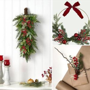 12 stuks kunstmatige rode bessen rode bessen picks hulst rode bessen takjes kunstmatige hulst bessen mini kunstmatige bessen voor winter decoratie kerstkrans kerstboom