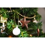 Kerstboomversiering - goud/bruin/parelmoer - 60-delig - set incl. boompunt, ballen, parelketting, slinger en sterren - kunststof