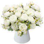 4 bundels pioenrozen, , decoratie, zoals echte zijden bloemen voor bruiloft, thuis, tafel, party, raamdecoratie, wit