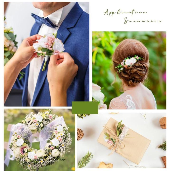 204 stuks kunstrozen, bloemen, kleine met valse rozenknop, melkwit, kunstrozen om te knutselen, met steel, , kleine stof, decoratieve bloemen, bruiloft, feest, bloemenboeket