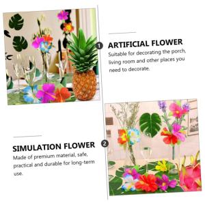 3 Sätze Simulation Hibiskus Dekor Tropische Hawaii-Ornament Abs Simulation Blumenornament Künstliches Blumenarrangement Girlande Künstliche Stoff 72 Stück * 3