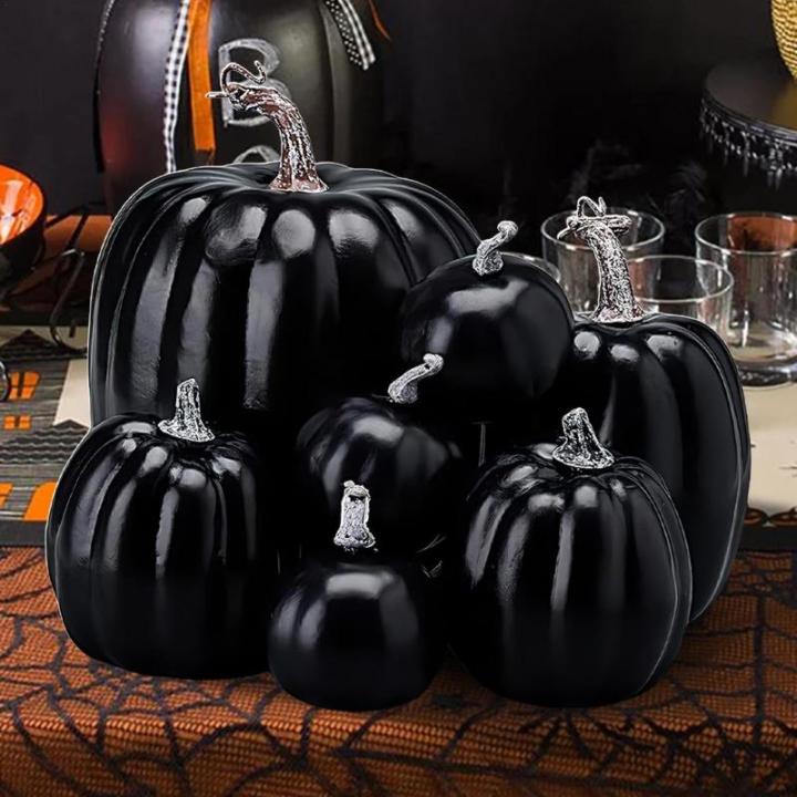 Herbstkürbisse, 7 Stück Künstliche Kürbisse, Schaumstoff, Herbstkürbis für Ernte, Herbs_t, Tisch, Zuhause, Garten, Erntedankfest, Halloween, Party-Dekoration