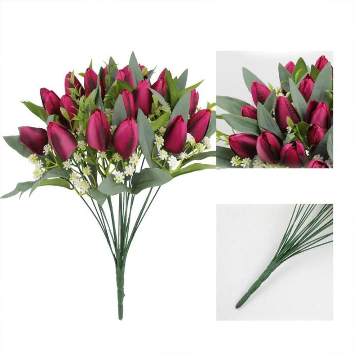 1805 Kunstbloemen, 21 boeketten, kunstbloemen, tulp, boeket, kunstbloemen, decoratie voor bruiloft, huis, feest, festival, bloemstukken