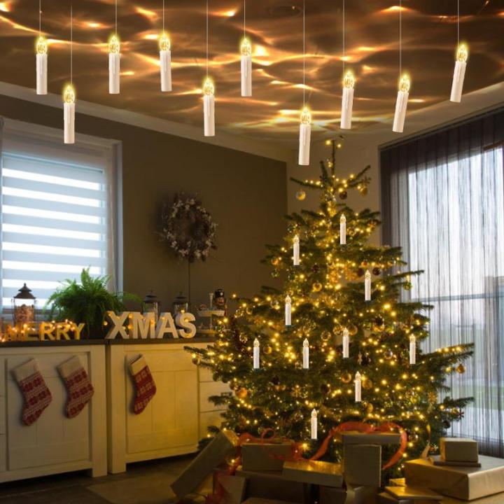 12 verpakkingen warmwit, op batterijen werkende, waterdichte, vlamloze drijvende kaarsen met afstandsbediening en dimbaar, kerstkaarsen warm wit - voor de kerstboomdecoratie thuis