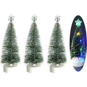 Weihnachtsbaum Klein mit Beleuchtung 3PCS Tisch Mini Weihnachtsbaum Geschmückt mit LED Lichterkette Tabletop Kleiner Weihnachtsbaum Mini Tannenbaum Künstlich Klein Weihnachtsdeko