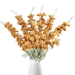 Delphinium 6 stuks ridderspoor zijden bloemen 85 cm lange steel bloemen voor thuis, bruiloft, kantoor, feest, arrangement decoratie (guldenroede)