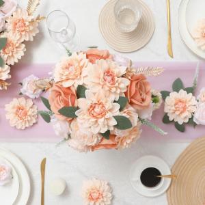 Zijde Kunstrozen Combo Pioenroos Bloem voor DIY Bruiloft Bruids Boeket Party Woondecoraties (Kerstrood)