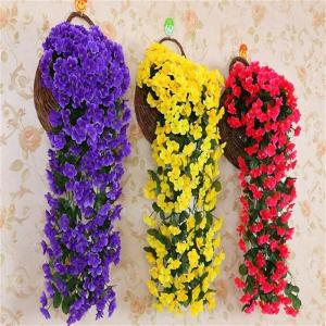 2 stuks kunstmatige blauweregen bloemen kunstmatige hangende mand plant wijnstok nep zijde hangende bloem voor tuin muur hek bruiloft balkon outdoor indoor huis deur decoratie