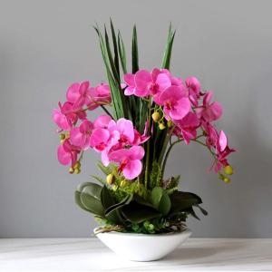 Kunstblumen Künstliche Pflanzen, Orchideen-Blumen-Arrangement für Hotel-Heimdekoration, PU-Kunstpflanzen, 7 Zweige, Phalaenopsis-Blumen für jeden Anlass