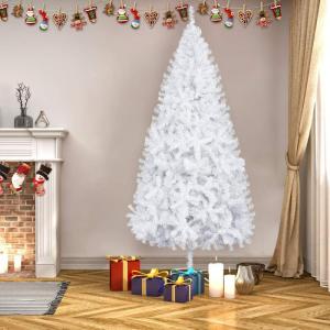 Kunstkerstboom, 120/150/180/210 cm pvc-materiaal, verdikte takken, opvouwbaar, met robuuste sokkel, wit, 210 cm