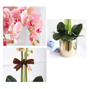 Kunstblumen Künstliche Blume mit goldenem Blumentopf, künstliche Orchideen – 12 Zweige, Elegante künstliche Orchideen, Bonsai-Simulationsblume für jeden Anlass