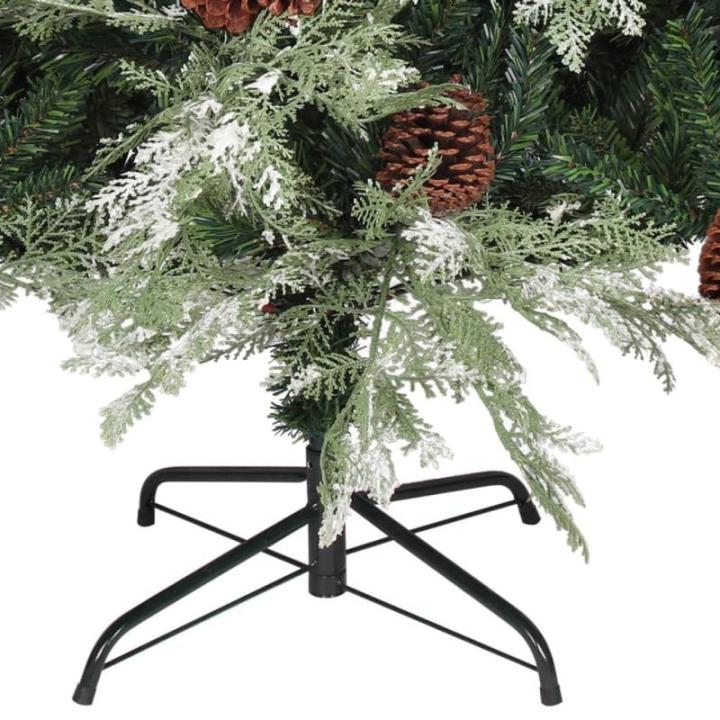 Weihnachtsbaum mit Zapfen Grün und Weiß 225 cm PVC & PE,Faltbarer und großer Weihnachtsbaum aus PVC und PE mit 1036 Spitzen für Festliche Stimmung Künstliche Weihnachtsbäume,