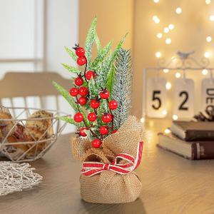 Kleine kerstboom, tafelkerstboom, realistische tafel-kerstboomlinnen met dennennaalden, huisornamenten, kunstmatige dennenboom om te verzamelen, voor binnen en buiten