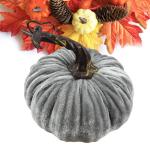 Fluwelen set – kunstpompoenen met echte stelen in verschillende maten – voor Halloween, Thanksgiving, herfstdecoratie, oogstfeest en presentatie, luxe, realistische pompoendeco