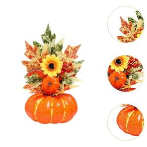 Halloween-Kürbisse, Ahornblätter, Ornament, Herbsternte, Dekor, neuartiges dekoratives Handwerk, Esstisch-Mittelstück für Geschäft und Büro, Style E
