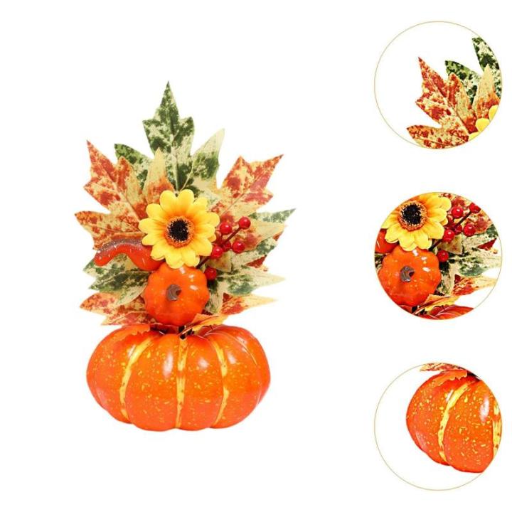 Halloween-Kürbisse, Ahornblätter, Ornament, Herbsternte, Dekor, neuartiges dekoratives Handwerk, Esstisch-Mittelstück für Geschäft und Büro, Style E