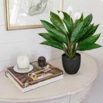 Kunstplant als echte kunstplant, decoratieve plant Calathea, struikachtig met 22 bladeren in kunststof pot, kamerplant, hoogte 43 cm, groen