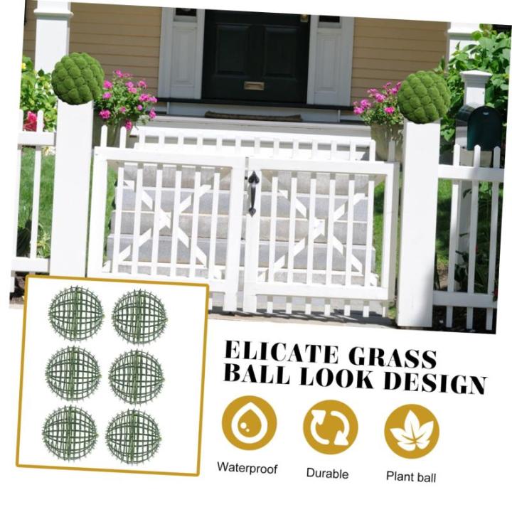 6 stuks bloemstuk ballen vormen cirkels groen balframe van imitatie kogelkooi planten kunstmatige plantenbolframe groen decor plastic bladeren boeket 3D