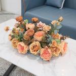Pastorale Dekoration, Blumenornamente, Künstliche Blumen, Wohnzimmer-Couchtischmöbel, Blumenornamente, 45 X 25 X 15 cm(Oranje)