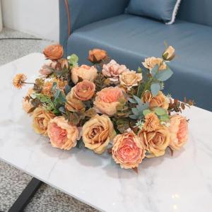 Pastorale Dekoration, Blumenornamente, Künstliche Blumen, Wohnzimmer-Couchtischmöbel, Blumenornamente, 45 X 25 X 15 cm(Oranje)