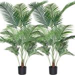 künstliche Areca Palme 140 cm künstliche Palme, 15 Zweige, für den Innen- und Außenbereich Moderne Dekoration Faux Pflanze Topffamilie Einweihungsgeschenk (2 Stück)