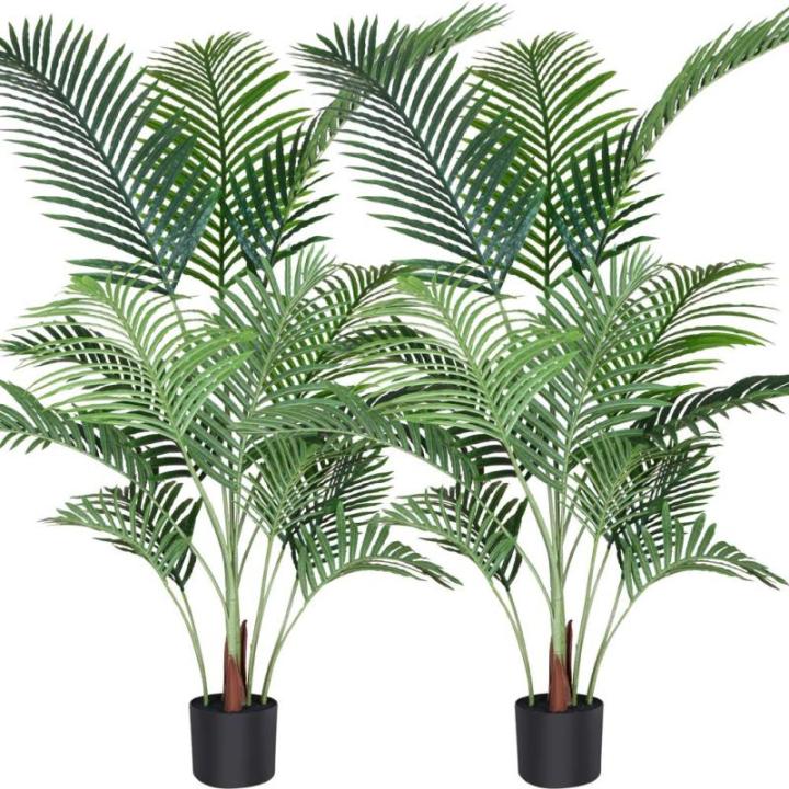 künstliche Areca Palme 140 cm künstliche Palme, 15 Zweige, für den Innen- und Außenbereich Moderne Dekoration Faux Pflanze Topffamilie Einweihungsgeschenk (2 Stück)