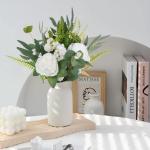 45 Stück Künstliche Zweige & Kunstblumen Wie Echt, Weiß Blumen Blätter Eukalyptus Hortensien Künstlich Dekozweige Kunst Blumen Kunstblumenstrauss für DIY Blumenstrauß Brauts